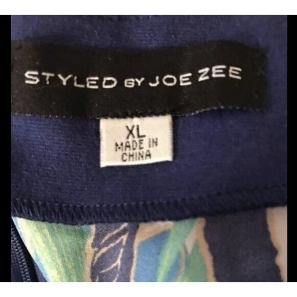 Joe Zee XL Blue-Green Abstract Floral V-Neck 3/4 Raglan Sleeve Below Knee Dress - Picture 6 of 6